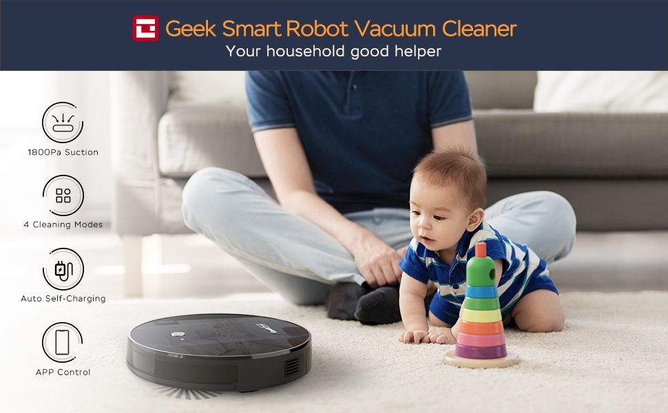 geek smart robot vacuum cleaner g6 ultra thin 1800pa strong suction automatic self charging app control custom cleaning great for hard floors to carpetsbanned from selling on amazon