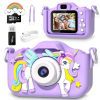 Kids Mini Camera Cartoon Unicorn Toys for Girls Boys Birthday Gifts 1080P HD 2inch Screen With 32G SD Card Record Life Camera - Shopsta EU