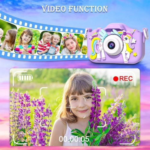 kids mini camera cartoon unicorn toys for girls boys birthday gifts 1080p hd 2inch screen with 32g sd card record life camera 686614